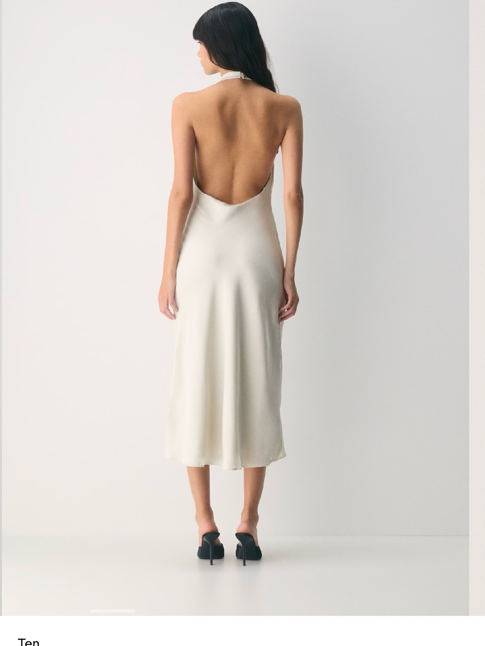 Aritzia Backless Halter Satin Midi Dress - Ivory